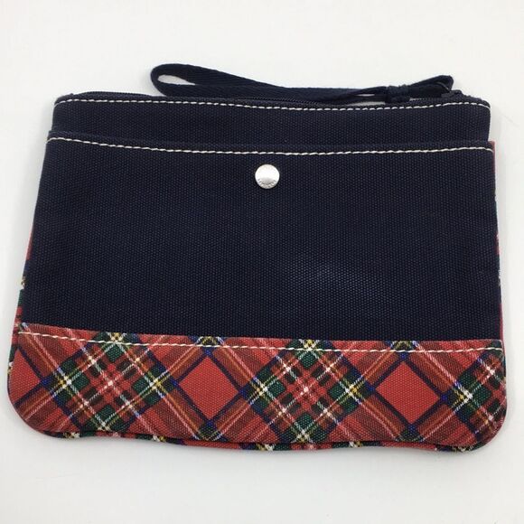 Lands End Plaid Canvas Wristlet Clutch - Picture 1 of 16